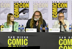 Gale Anne Hurd, Greg Nicotero, and Michael E. Satrazemis at an event for Fear the Walking Dead (2015)
