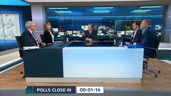 Tom Bradby, George Osborne, Ed Balls, Colin Rallings, and Allegra Stratton in ITV News Election 2019 Live: The Results (