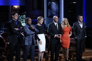 Mark Cuban, Daymond John, Barbara Corcoran, Robert Herjavec, Kevin O'Leary, and Lori Greiner in Shark Tank (2009)