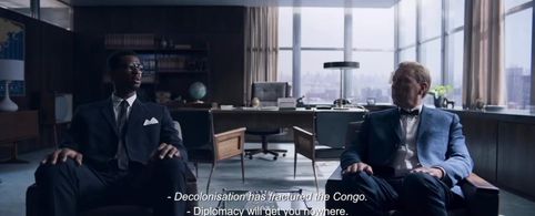 Jordan Duvigneau as Patrice Lumumba alongside Mikael Persbrandt