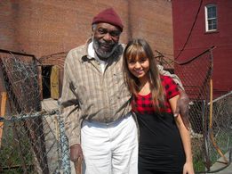 Celeste with Bill Cobbs on the set of 