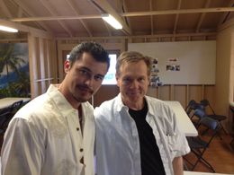 Amazing William Saddler and I behind the scenes on set of Hawaii 5-0