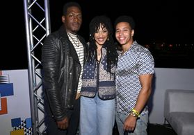 Jason R. Moore, Dominic Goodman, and Aubin Wise at an event for Bodies Bodies Bodies (2022)