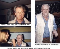 Getting into makeup to guest star on Swamp Thing: The Television Series.