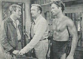 Lex Barker, Albert Dekker, and Charles Drake in Tarzan's Magic Fountain (1949)