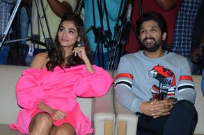 Allu Arjun and Pooja Hegde at an event for Ala Vaikunthapurramuloo (2020)