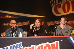 Roy Conli, Chris Williams, and Don Hall at an event for Big Hero 6 (2014)