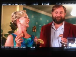 pigs in blanket and tiki drinks with Juli Cuccia and Barak Hardley on set of Vampire Dad