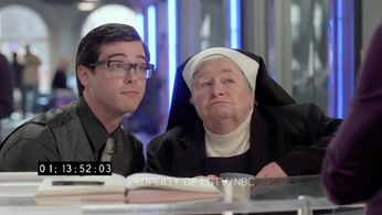 Trey Gerrald as Kent on NBC's Next Caller. With Peggy Miley. Episode 102.