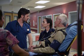 Lance Henriksen, Trina E. Siopy, and Eoin Macken in The Night Shift (2014)