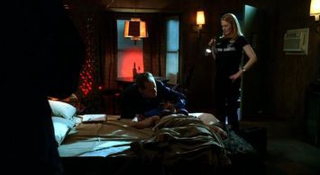 Marg Helgenberger and David Berman in CSI: Crime Scene Investigation (2000)