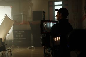 Kyle Misak on the set of 