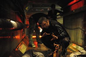 Justin Dix on the set of Crawlspace