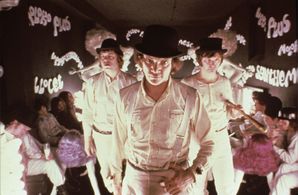 Malcolm McDowell, Warren Clarke, and James Marcus in A Clockwork Orange (1971)
