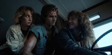 Maya Hawke, Joseph Quinn, and Joe Keery in Stranger Things: Chapter Eight: Papa (2022)