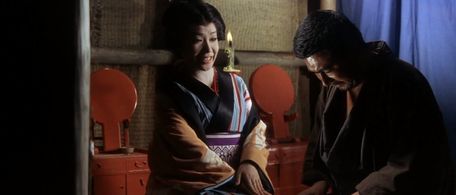 Yukiji Asaoka and Shintarô Katsu in Zatoichi Challenged (1967)