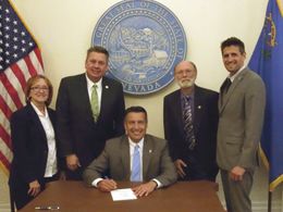Gov. Sandoval signing the Nevada Film Tax Credit into law (with Fran Almarez, Randy Soltero, James Reid & Joshua A. Cohe