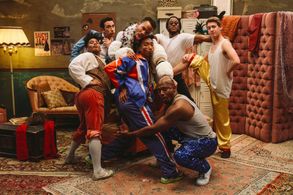 Johnny Ray Gill, Taye Diggs, Damian Gomez, Aakoman Jones, Mark Villaver, Codie Wiggins, and Josh Killacky in Opening Nig