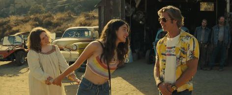 Brad Pitt, Lena Dunham, and Margaret Qualley in Once Upon a Time in Hollywood (2019)