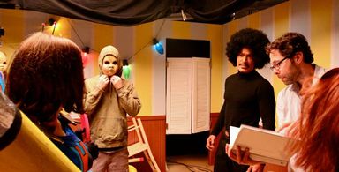 Directing Phil Morris on the Shelf Life set.