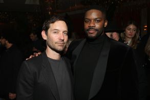 Tobey Maguire and Jovan Adepo at an event for Babylon (2022)