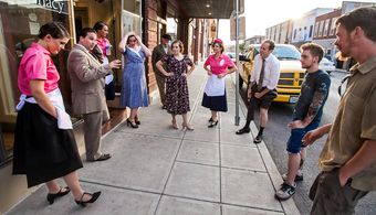Nathan on set of SHADOW BOUND Silent Horror Web Series with fellow cast and crew.