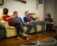 Delphine Chanéac, Mike Dwyer, Andrew Hovelson, and Nicholas Bushman in Stranger in the Dunes (2016)