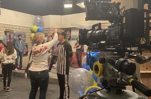 Parker Pannell on the set of Nickelodeon's Warped