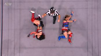 Paul Turner, Hikaru Shida, and Ryo Mizunami in All Elite Wrestling: Revolution (2021)