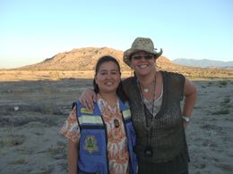 Camryn Manheim and Monica Garcia on the set of 