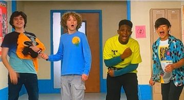 Still of Brock Duncan, Griffin Santopietro, and Jaden Labady on Cobra Kai