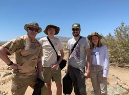 Nick Egan on location in Palm Desert with his three children who all worked on the set, Dashiell, Roman and Ava