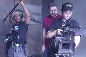 Don Abernathy, Todd Bartoo, and Jon Schweigart on the set of Killing Joan.