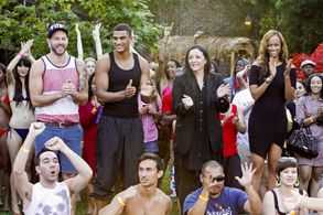 Tyra Banks, Kelly Cutrone, Johnny Wujek, and Rob Evans in America's Next Top Model (2003)