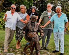 At FireFly, Jamaica with (l toR) Arthur Gorson, Brian Jobson, Wayne Jobson, Chris Blackwell and Monty Alexander