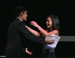 2008 LA Stage Alliance Ovation Awards LOS ANGELES, CA - NOVEMBER 17: Actor John Cho (L) presents an award to Jennifer Pa