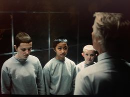 Hendrix Yancey with Millie Bobby Brown, Chloe Adona and Mathew Modine in Stranger Things