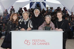 Isabelle Huppert, Jean-Louis Trintignant, Michael Haneke, Emmanuelle Riva, and Alexandre Tharaud at an event for Amour (