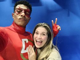 Xavier Avila and Danielle Fishel on set of Villains of Valley View