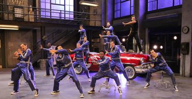 Gregory Haney, Carlos PenaVega, David Del Rio, Aaron Tveit, and Jordan Fisher in Grease Live! (2016)
