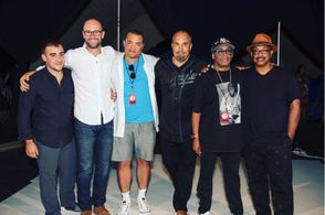 Spike Lee and Roger Guenver Smith on set of RODNEY KING - 2016