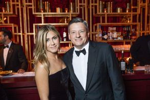 Jennifer Aniston and Ted Sarandos at an event for 75th Golden Globe Awards (2018)