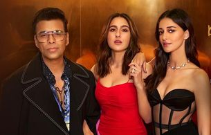 Karan Johar, Sara Ali Khan, and Ananya Panday in Koffee with Karan: Sara Ali Khan and Ananya Pandey (2023)