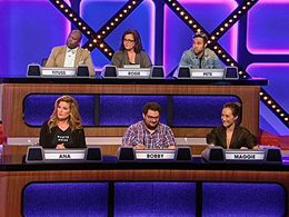 Rosie O'Donnell, Ana Gasteyer, Maggie Q, Bobby Moynihan, Pete Wentz, and Tituss Burgess in Match Game (2016)