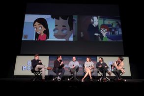 Jessi Klein, Jason Mantzoukas, Nick Kroll, John Mulaney, Ben Travers, and Andrew Goldberg at an event for Big Mouth (201