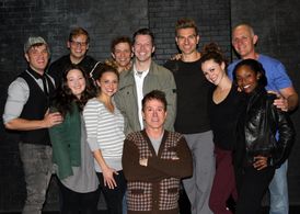 Sean Hayes and the cast of SILENCE! THE MUSICAL, December 2012. Back: Stephen Van Dorn, Jeff Hiller, Jeff Skowron, Sean 