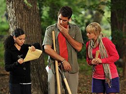 Josh Segarra, Jenni Barber, and Priscilla Star Diaz in The Electric Company (2006)