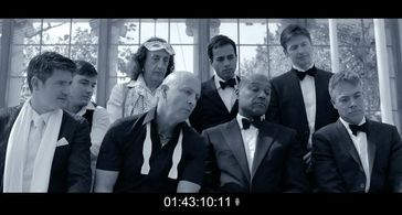 on set 'Meet Pursuit Delange' w Colin Salmon, Jason Felmyng, Peter Bowles and Tom Chambers.