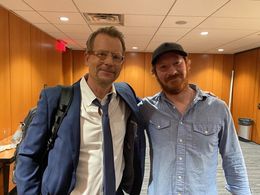 Greg Kinnear, Andrew Hyatt on the set of 'Sight'