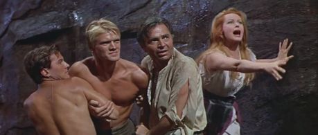 James Mason, Pat Boone, Arlene Dahl, and Peter Ronson in Journey to the Center of the Earth (1959)